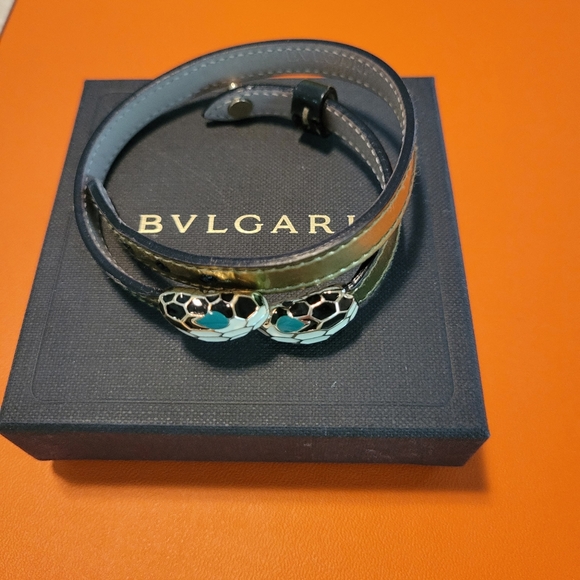 Bulgari Jewelry Bvlgari Metalic Olive Green Double Snake Head